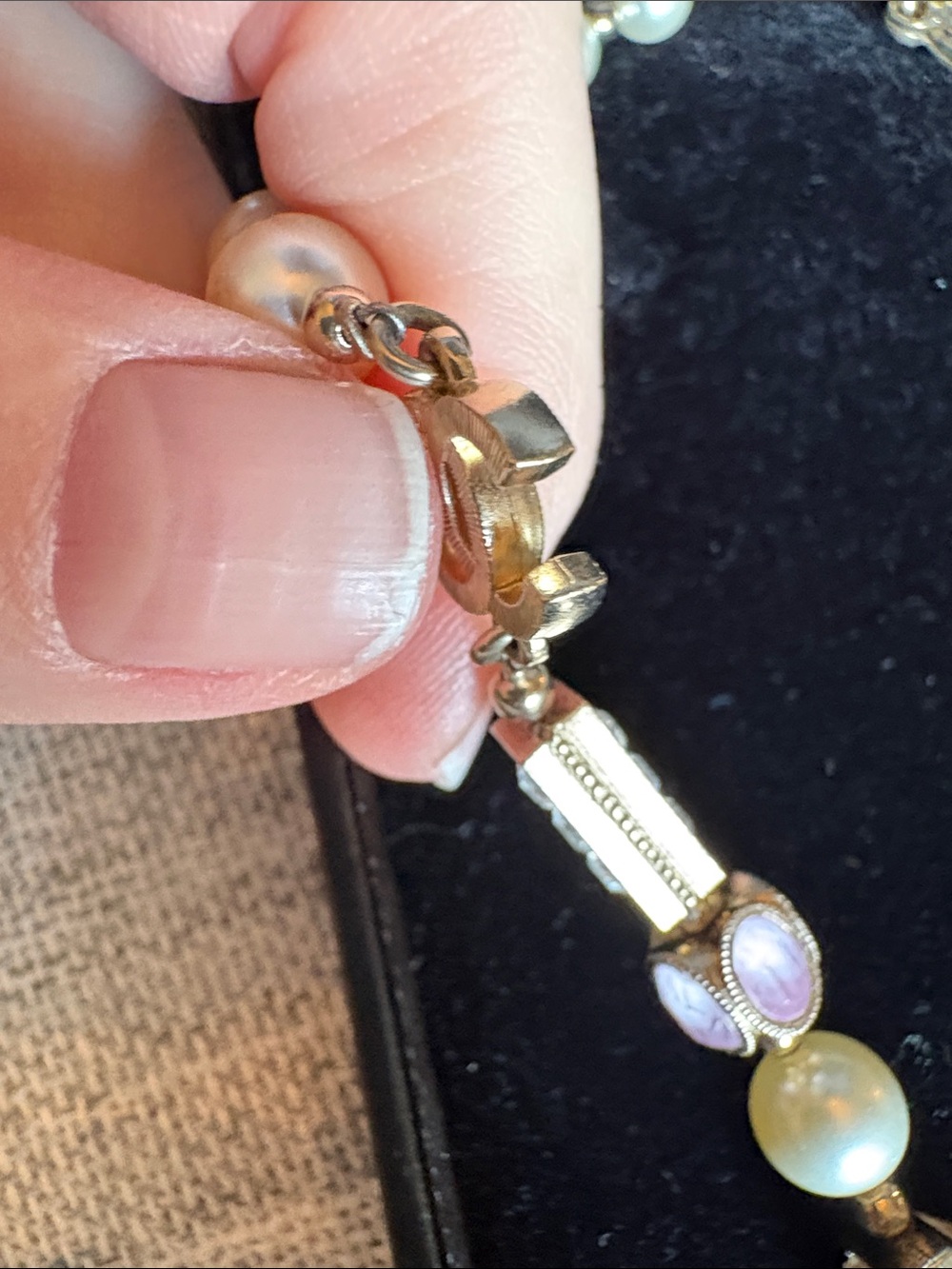 Authentic Chanel vintage Pearl and Crystal Multi-stone Necklace - Picture 12 of 16